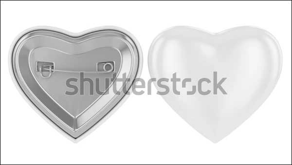 White Heart Badge Pin Brooch Mock-up