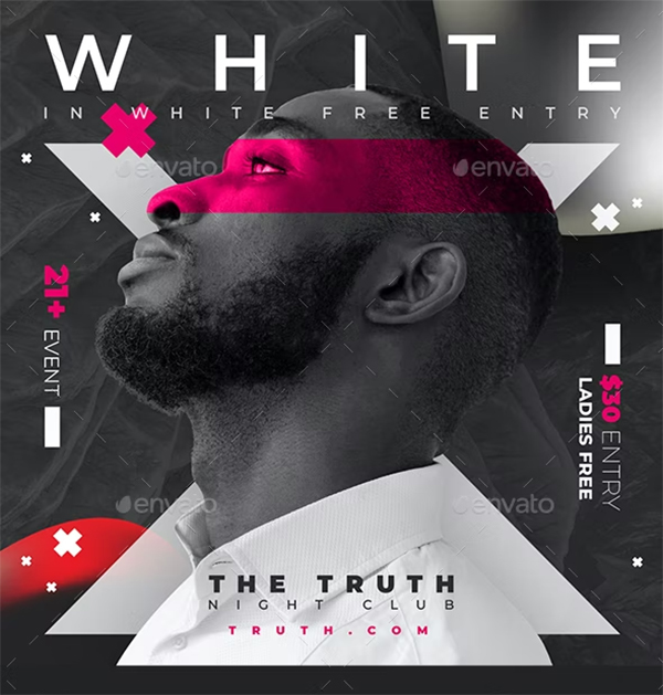 White Party Design Flyer Template