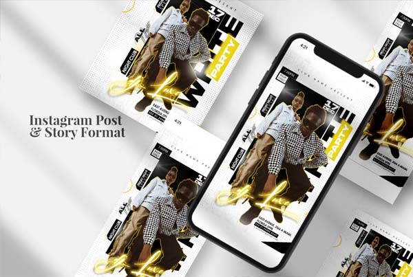 White Party Events Banner PSD Template