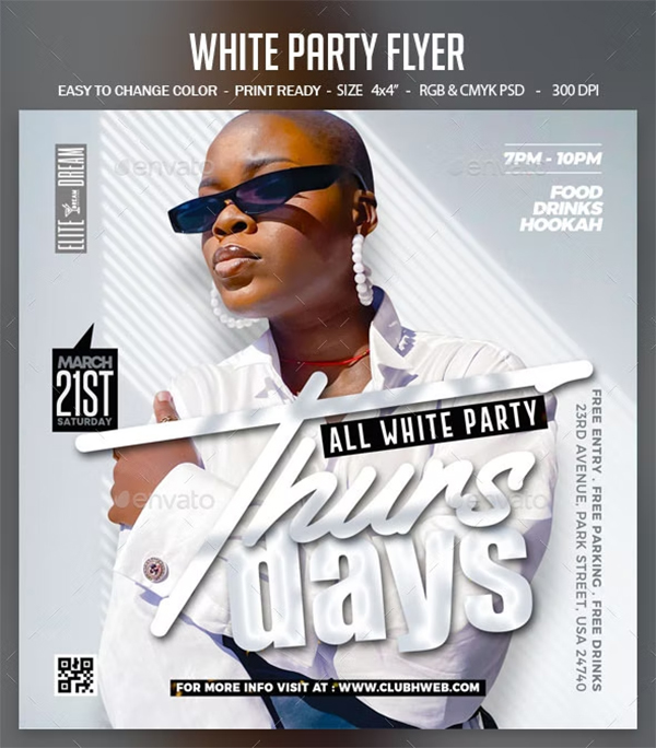 White Party Flyer Design PSD