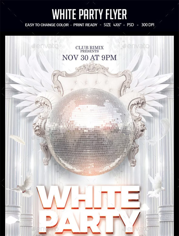 White Party Flyer Design Template