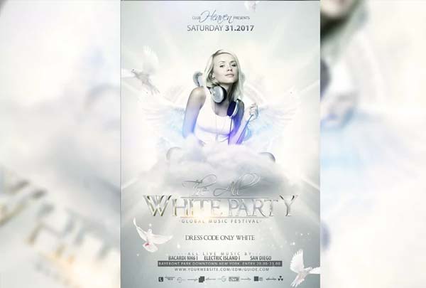 White Party Flyer Editable Template