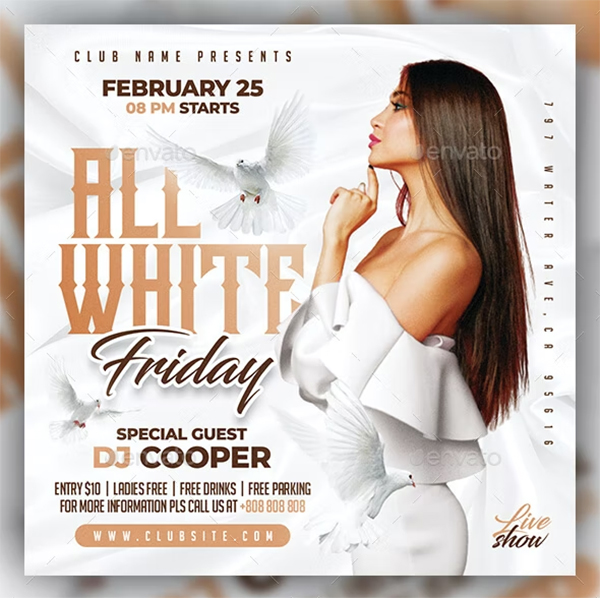White Party Flyer PSD Design