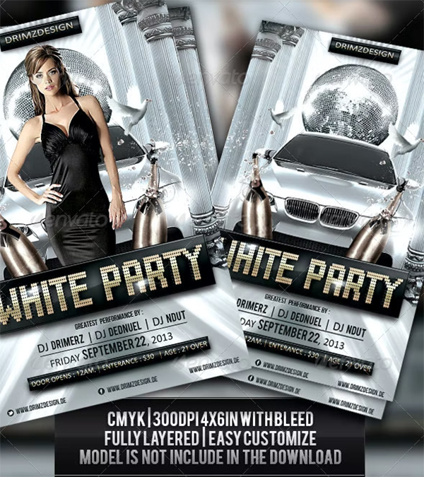 White Party Flyer PSD Template Designs