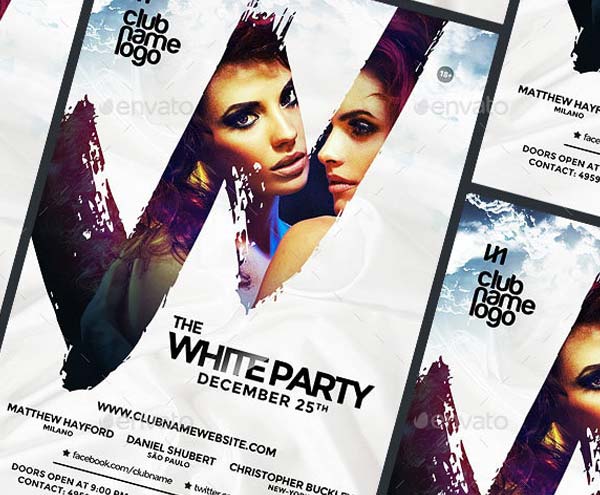 White Party Flyer Printable Template Download