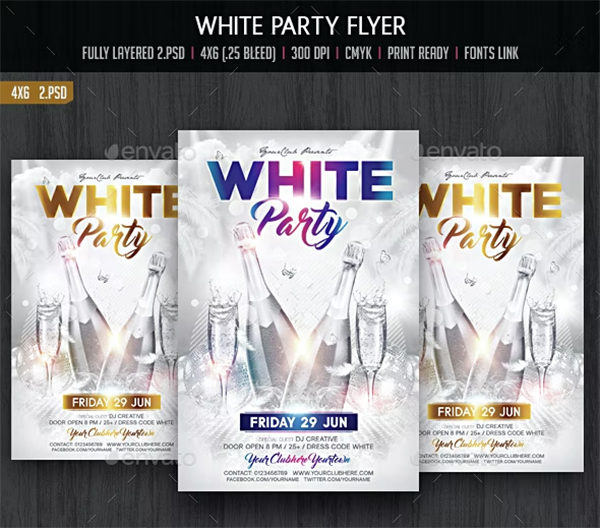 White Party Flyer Template PSD