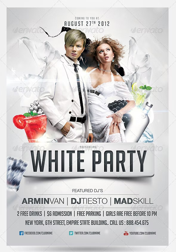 White Party Flyer Template