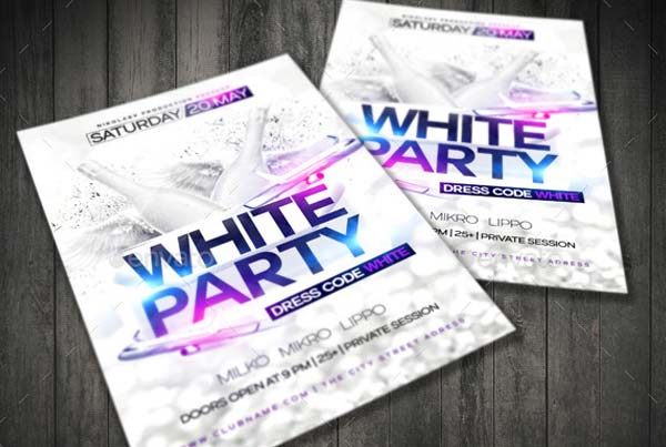 White Party Flyer Templates Free Download