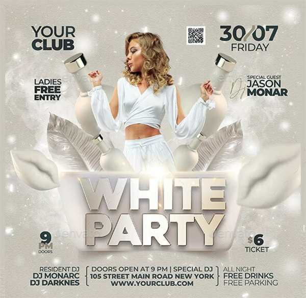 White Party Flyer Templates