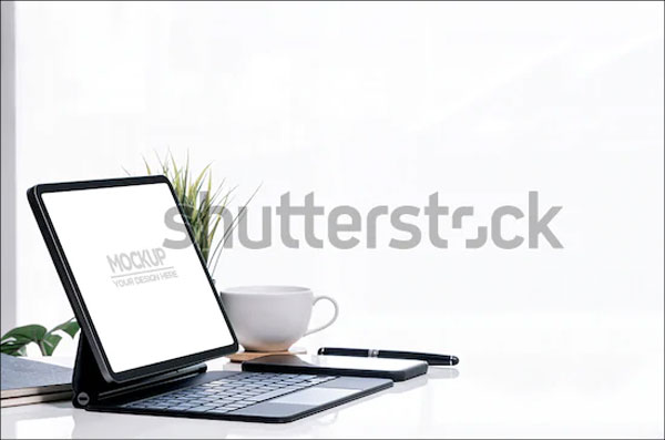 White Tablet Keyboard Mockup