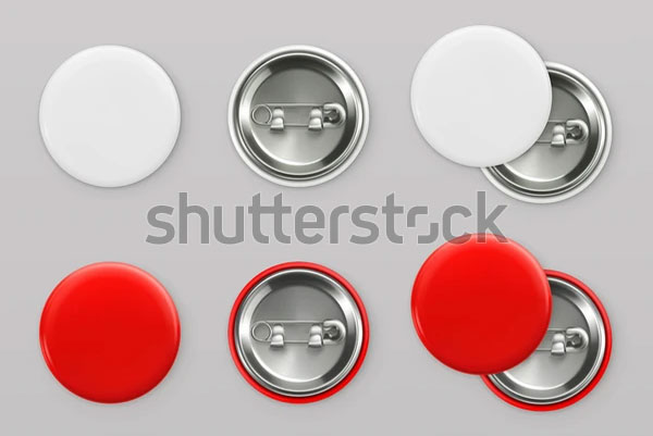 White and Red Pin Badge Mockups