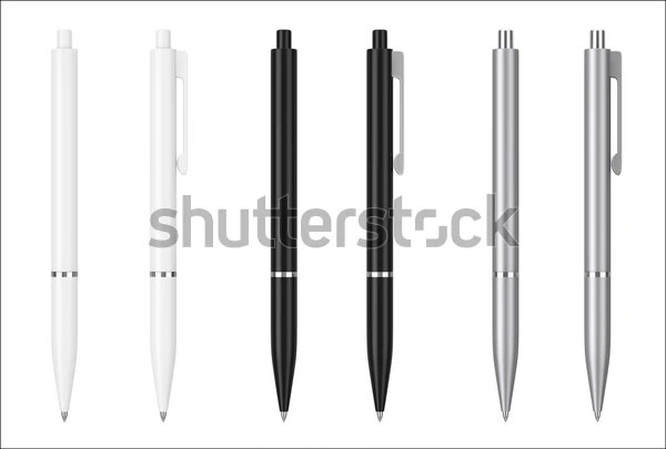 White, Black and Metal Mockup Ballpoint Pens