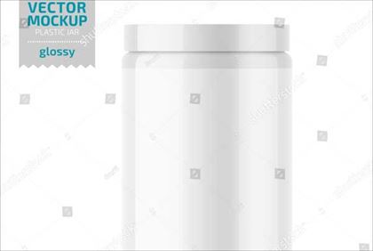 White Glossy Plastic Jar Mockup