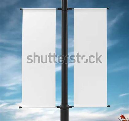 White Lamp Post Banner Mockup