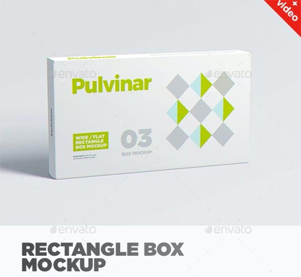 Wide Flat Rectangle Box Packaging MockUp