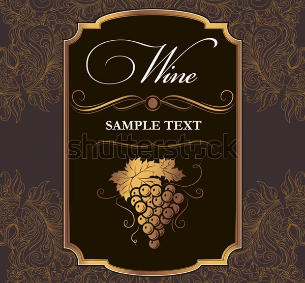 Wine Label with Grapes