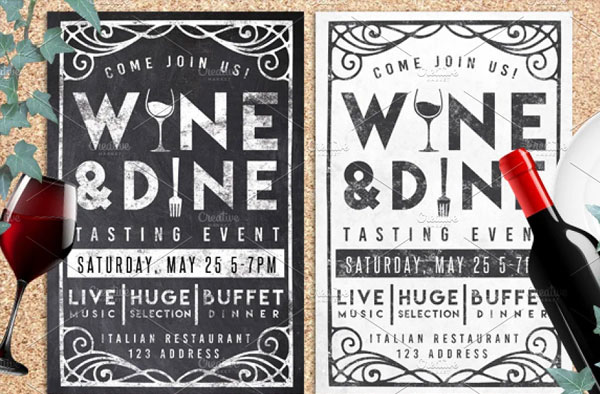 Wine and Dine Event Chalk Flyer