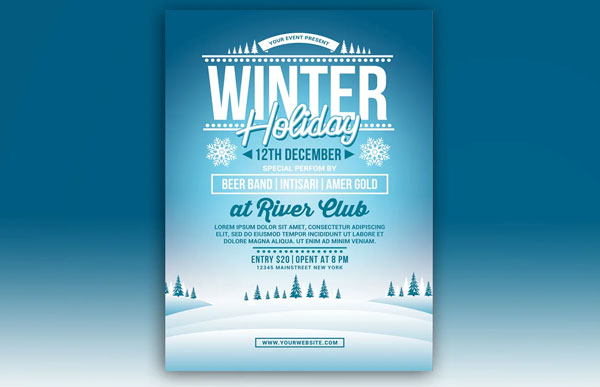 Winter Holiday Party Flyer Photoshop Template