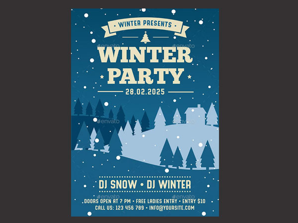 Winter Holiday Party PSD Flyer