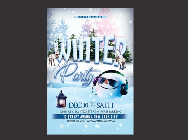Winter Holiday Party Photoshop Flyer