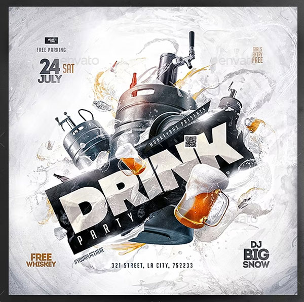 Winter Madness Drinks Party Flyer Templates