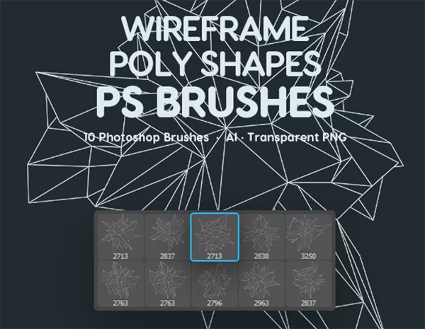 Wireframe Polygonal Shapes Photoshop Brushes