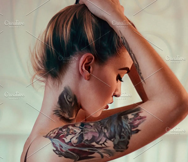 Woman Body Tattoo Mockup Template