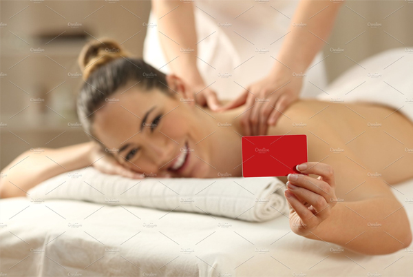 Woman Receiving a Massage with Card