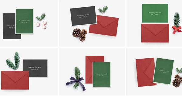 Xmas Greeting Cards PSD Mockup