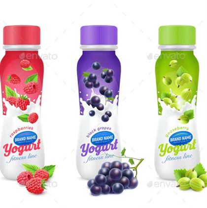 Yogurt Fruit and Berries Package Design Templates