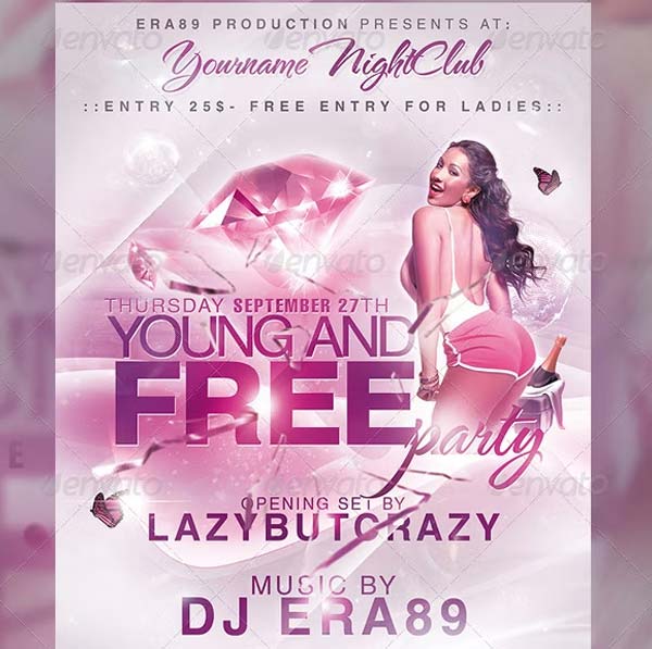 Young and Free Party NightClub Event Flyer