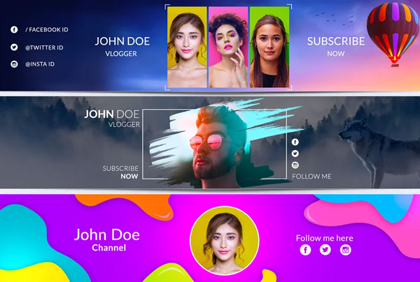 Youtube Channel Music Party Banners Bundle