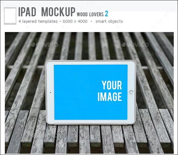 iPad PSD Mockup Wood Lovers