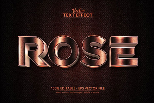 shiny Rose Gold Alphabet Photoshop Text Style