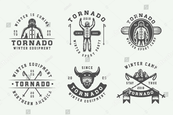 vintage Snowboarding Logo Templates