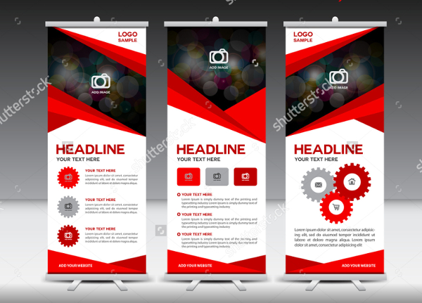 Red Roll Up Banner Template & infographics