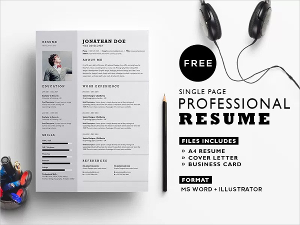 Free Professional Single Page Resume