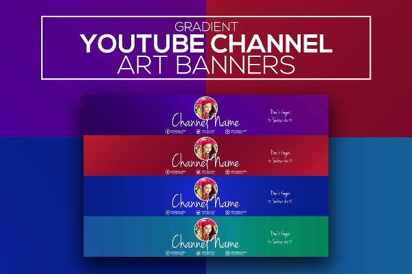 Gradient Youtube Channel Art Banners