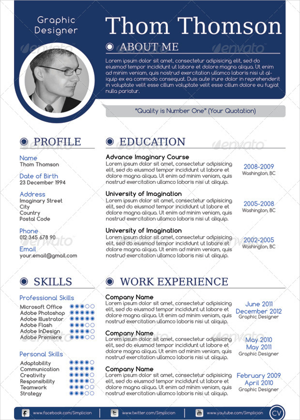 Creative Single Page Resume Template