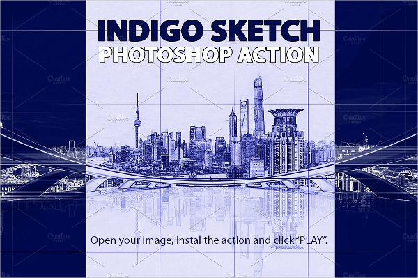 Sketch Indigo Photoshop Action Design