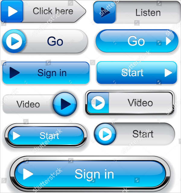 Web Play Blue Buttons Designs