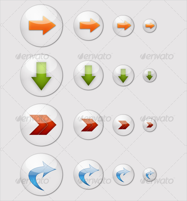 6 Cool Arrow Design Buttons Pack