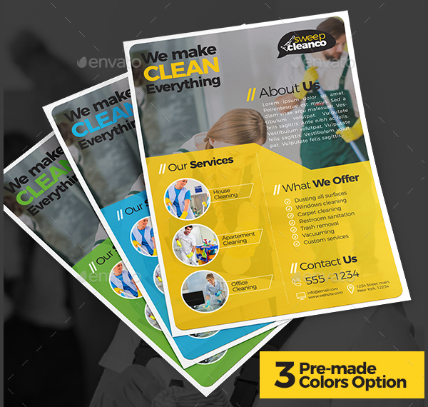 Unique Cleaning Company Flyer Template