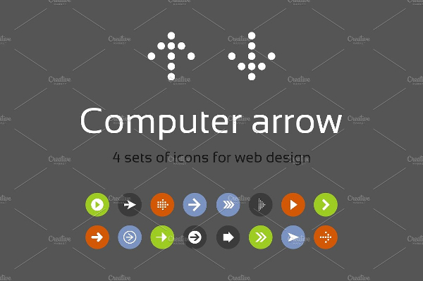 Computer Arrow Color Buttons Set