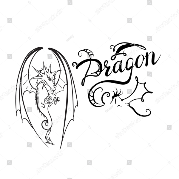 Decorative Dragon Vector Logo Template