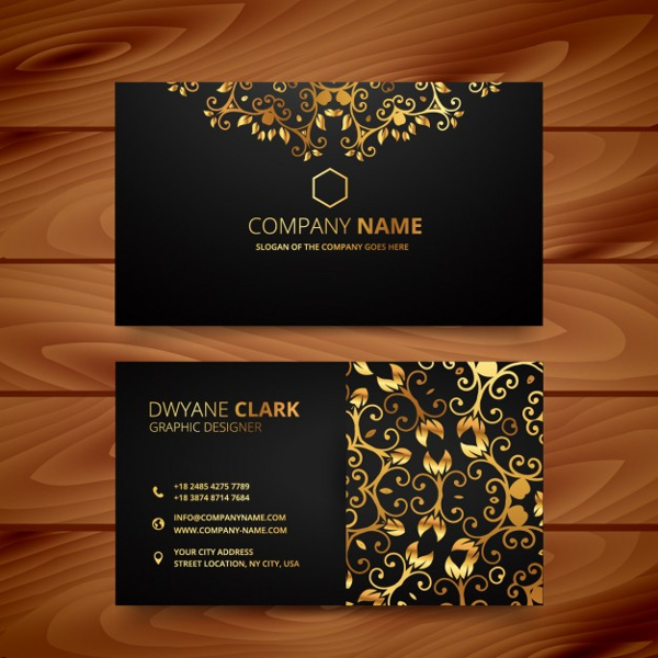 Luxury Business Card with Golden Ornaments Free