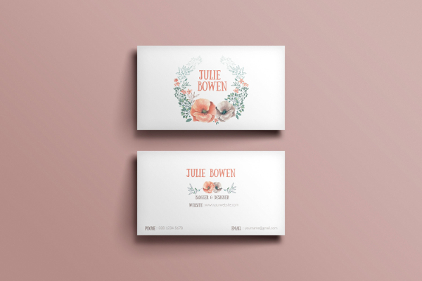 Blogger Business Card Template in Floral Style
