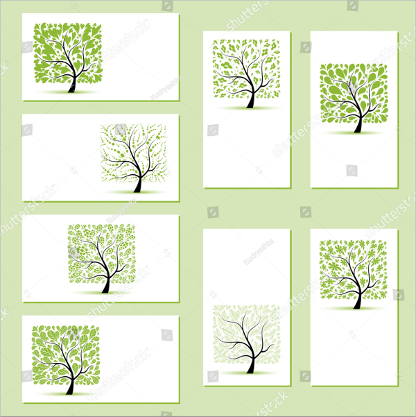 Set of Business Cards with Floral Tress