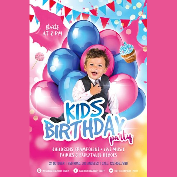 Kids Birthday Party Free Flyer Template