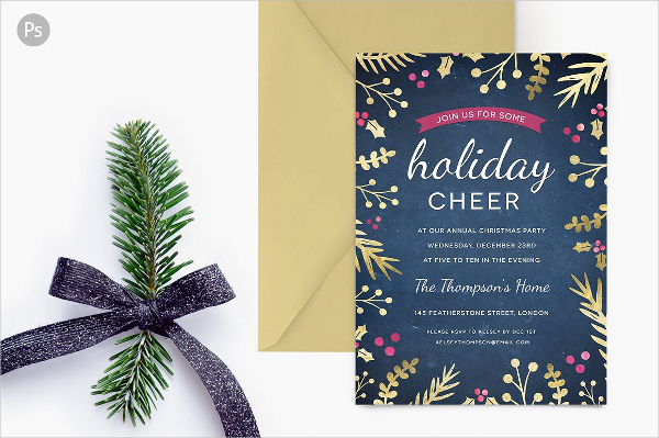Beautiful Foil Holiday Party Invitation Template
